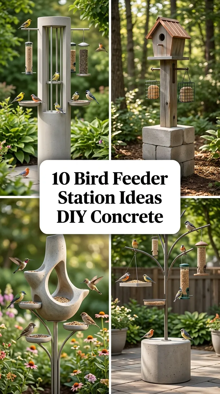 10 Bird Feeder Station Ideas DIY Concrete