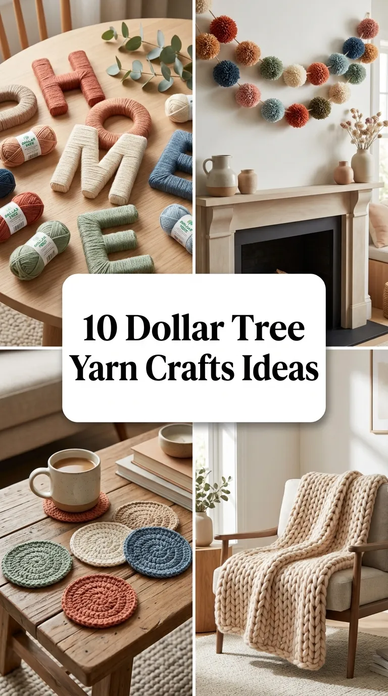 10 Dollar Tree Yarn Crafts Ideas
